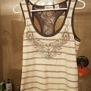 Miss Me cream and Heather tank top